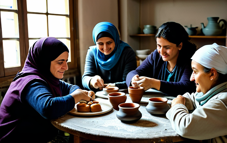 **
"A vibrant, family-friendly scene of a pottery class in Istanbul. Participants, all fully clothed and wearing modest clothing, are focused on their pottery wheels. Turkish tea and pastries are on a table in the background. Natural lighting, professional photography, perfect anatomy, correct proportions, safe for work, appropriate content, professional, well-formed hands, proper finger count, natural body proportions."
**