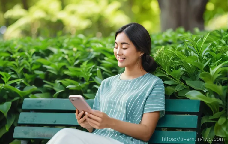 자기 돌봄을 위한 임상 심리학의 역할 - **Digital Detox and Inner Peace:** A serene individual, dressed in comfortable, modest casual clothi...