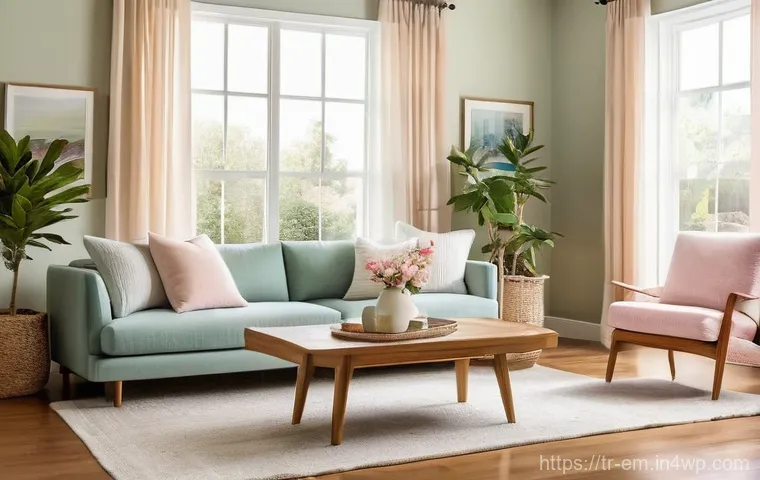 자기 돌봄을 위한 편안한 공간 만들기 - **Prompt 1: A Serene Living Room Reflecting Tranquil Hues**
"A cozy and inviting living room des...