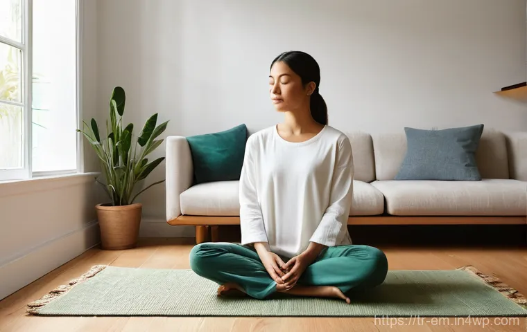 일상에서 쉽게 실천할 수 있는 자기 돌봄 방법 - **Digital Detox and Mindfulness:**
"A serene individual, appearing to be in their late 20s or ea...