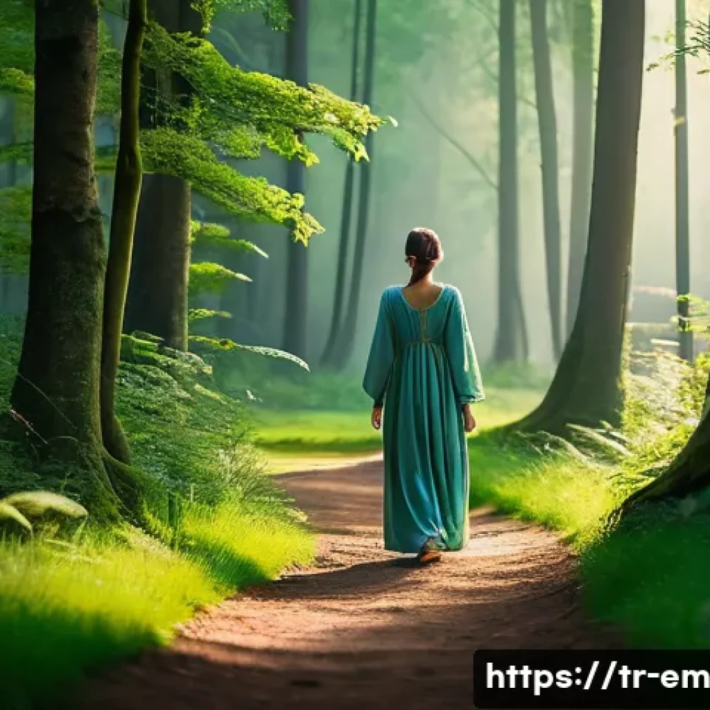 정신적 자기 돌봄을 위한 자신감 키우기 - **Prompt:** A young person, gender-neutral, stands gracefully on a winding path that gently ascends ...