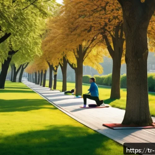 Home 31 자기 돌봄의 기초 신체적 정신적 건강 모두 지키기 - A vibrant urban park scene in Istanbul during early morning, featuring a diverse group of people eng...
