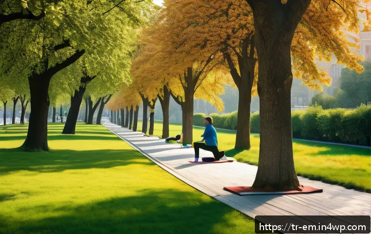 자기 돌봄의 기초 신체적 정신적 건강 모두 지키기 - A vibrant urban park scene in Istanbul during early morning, featuring a diverse group of people eng...